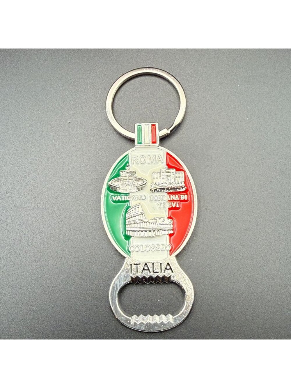 Rome Italy Italia Enamel Bottle Opener Metal Keychain Souvenir